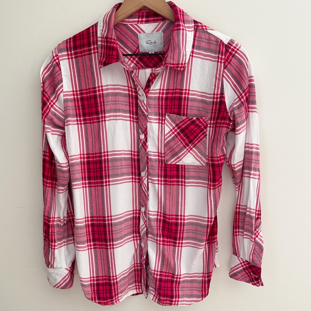 Rails Hunter Raspberry White Sky Plaid Shirt